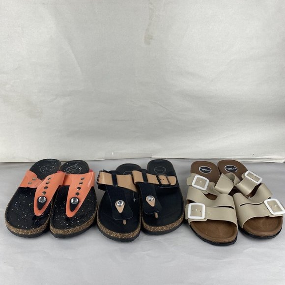3x Women's Avon Size 7 (38) Casual T-Bar & Open Toe Slide Sandal Shoes - Picture 4 of 16